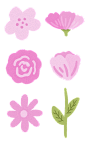 粉色的, 手绘, 花, 贴纸, 花的, 涂鸦, 自然, 春天, 盛开, 植物
