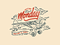 Welcoming Monday worklife holiday plane sky machine war handlettering lettering classic aeroplane illustration typogaphy