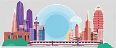 云南标志性建筑物插画手绘-源文件