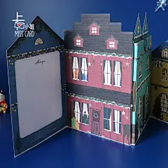 日本灯光音乐立体圣诞贺卡白色圣诞节街道纸雕手写祝福平安夜礼物-淘宝网