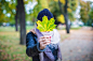 Young Girl Holding Autumn Colored Maple Leaf Free Image Download