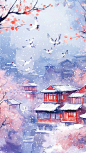 立冬节日节气海报背景霜降通用背景大雪 (122)