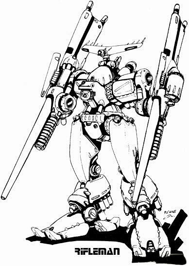 画师BATTLETECH机器人原画线稿设...