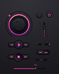 音乐播放器控件，黑暗的主题UI设计UI套件PSD