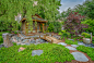 Bayside Zen Garden | Bayside, WI - Asian - Garden - Milwaukee - by LandCrafters, Inc : An arched wood bridge over a dry stream leads you to the Tea House. Barren Strawberry is the groundcover in the foreground.   