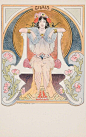法国艺术家Ernest Louis Lessieux（1848-1925）的新艺术风格明信片 ​​​​