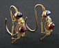 Rare Pair Chinese Ming Period (1368-1644) Gold Earrings@北坤人素材