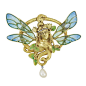 Art Nouveau Gold, Plique-a-Jour Enamel, Diamond and Pearl Pendant, France