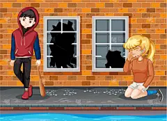 男孩,女孩,青少年,人,男人,黑色,性格,哭