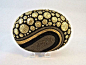 Unique 3D Art Object OOAK Painted Rock Black Gold by IshiGallery, $150.00: 