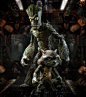 Rocket Raccoon and Groot : Personal work made based in Hector Amavizca concept art.