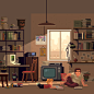 8bit animated gif animation  father and son Gaming Pixel art pixelart