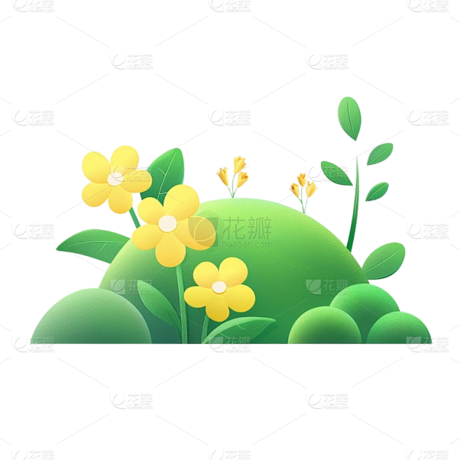 植物系列扁平花草丛植物贴素材-花瓣网