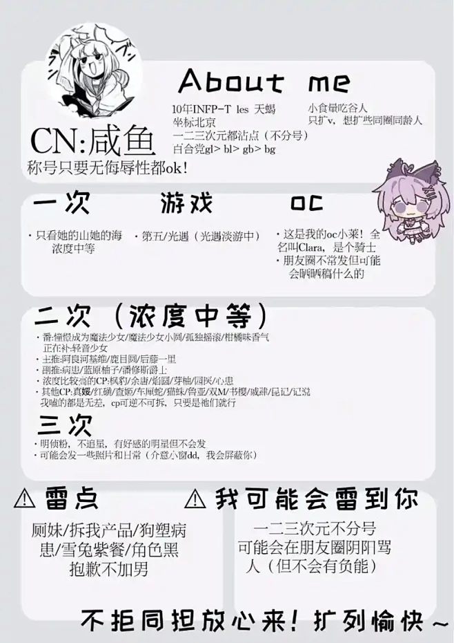 cn咸鱼 属性图/自介/扩列条-花瓣网