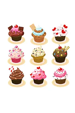 手绘插画卡通奶油蛋糕甜点食物素材免抠元素