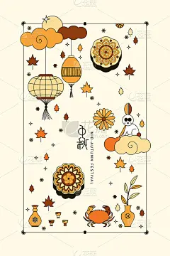 Chinese mid autumn festival symbol design, Chinese