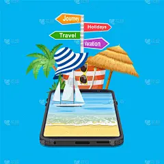 电子邮件,移动应用程序,旅行者,夏天,三维图形,概念,技能,旅途,度假,冒险