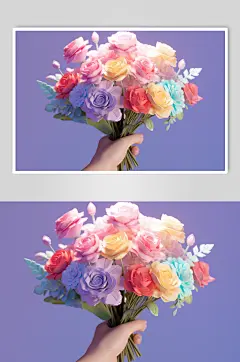 AI数字艺术感恩节手捧花朵模型