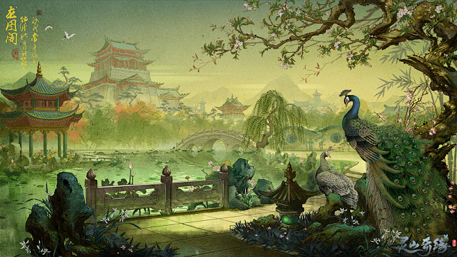 一组古风十足的场景插画作品相当有中国韵味的精美场景大作