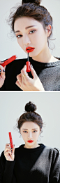 3CE VELVET LIP TINT #CHILDLIKE : 따뜻하고 맑은 레드를 담백하게 담았을 뿐!  계절타지 않는 샤르망 오렌지 레드  아침부터 저녁까지 온전히 예쁜 #꽃물블렌딩