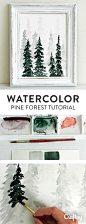 Pin trees are beautiful so why not incorporate them into your home?! Learn how to paint a watercolor forest with this easy to follow photo tutorial.