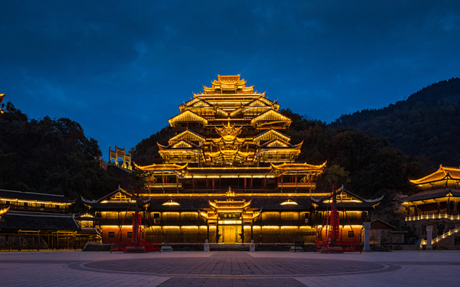 重庆彭水蚩尤九黎城项目夜景照明工程——2...