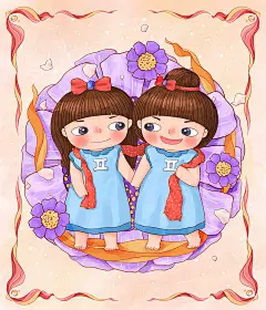 星座插画-双子座_李那那__插画师作品_涂鸦王国gracg.com
