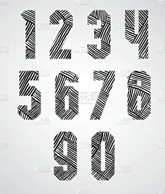 粗体压缩海报风格数字与手绘线