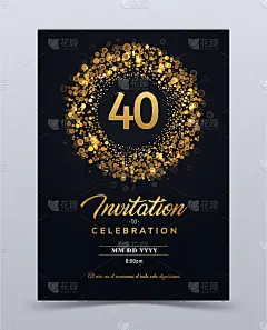40 years anniversary invitation card template isol