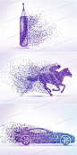 Z49动物运动人物踢足球动感粒子剪影图案汽车图形PSD分层设计素材-淘宝网