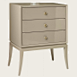 Chest of three drawers small with brass pulls in vintage lacquer-available in any finish.