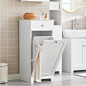 Amazon.com: Haotian Bathroom Laundry Cabinet with Basket, Tilt-Out Laundry Hamper, Bathroom Storage Cabinet Unit with Drawer, White, BZR21-W : Home & Kitchen
