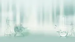 清新唯美烧杯化妆品海报背景素材