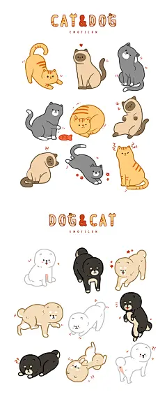 可爱儿童卡通宠物猫咪狗手绘插画背景图案手机壳抱枕设计PSD素材-淘宝网