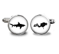 Scuba Diver, Sharks, Scuba Divers, Cuff Links Cufflinks Round Glass Hand made Cuff Links 20mm