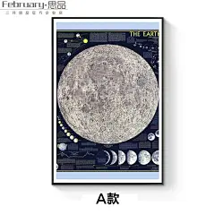 宇宙星球装饰画小孩儿童样板房挂画壁画英文版星球地图科学爱好者-淘宝网