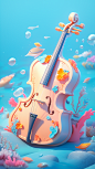 A_violin-shaped_container_with_a_sea_WorldSunny_beachCheesy__b32e27d5-d5ba-4f7e-8b80-6139b68904e6