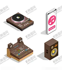 音乐播放器矢量插画图标元素 【酷图网】音乐播放器,音箱,手机,等距插画,等距图标,立体插画,图标设计,图标元素,卡通插画,手绘插画,插画设计,矢量元素,元素设计