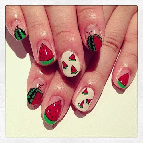 Watermelon art nails...