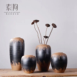 素陶陶罐花瓶花器摆件家居客厅陶瓷艺术品