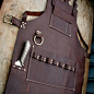 Leather Apron with knife sheath pocket and towel by CyclonaDesigns: 