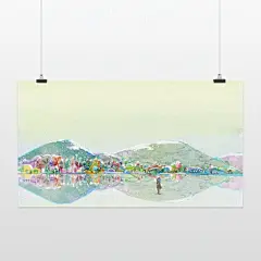 轻艺术 创意插画 彩绘雪景 日系小清新唯美图片海报定制装饰画芯 #家居#