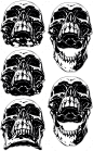 可怕的人类头骨和狗狗们纹身,纹身矢量集合Scary Human Skull with Canines Tattoo Set - Tattoos Vectors解剖学、黑色,身体,骨骼,尸体,危险,死亡,画画,眼睛,脸,恐惧,灰色,头部,恐惧,人类,图标,说明,孤立的,下巴,人,海盗,投影,吓人,集,形状,骨架,头骨,纹身,矢量,白色 anatomy, black, body, bone, corpse, danger, dead, drawing, eye, face, fear, grey, head,