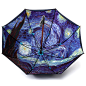《星空》三折油画双层自动伞长柄伞 超强防晒伞