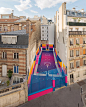 A Technicolor Basketball Court Emerges in Paris : In a unique collaboration between French fashion brand Pigalle and design agency Ill-Studio, the Paris Duperré basketball court was recently redesigned and repainted with a vibrant new color scheme. The na