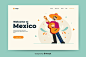 Welcome to mexico landing page with illustrations Free Vector