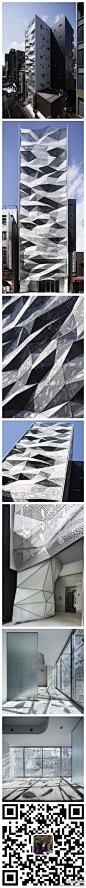 Amano设计的东京银座大厦，外表看上去就像是一张邹巴巴的包装纸一样裹在建筑表面。中央街上的建筑大多是现代主义的建筑，采取的是横向或者是纵向的规则几何形状，而银座大厦这样的奇特造型便显得非常突出，吸引了来自各方的关注。{详细内容}http://t.cn/z8kIiGp