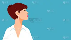 女人肖像。特写年轻迷人的女孩模特在白衬衫。时尚图形肖像的自信独立的女人。侧视图。矢量插图与复制空间。