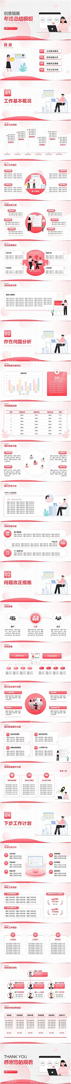 粉色插画扁平风互联网年终总结PPT  - 源文件下载【酷图网】PPT,年终总结,介绍,粉色,插画,扁平风,互联网,