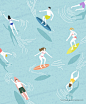 夏季插画海滩游泳池插图